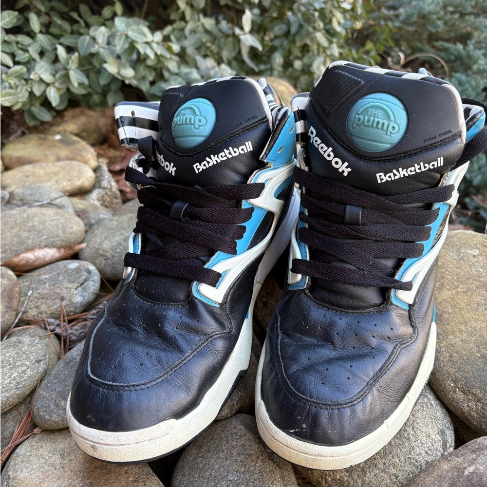 Reebok Pump Omni Zone Il Black and Blue Basketball Shoes